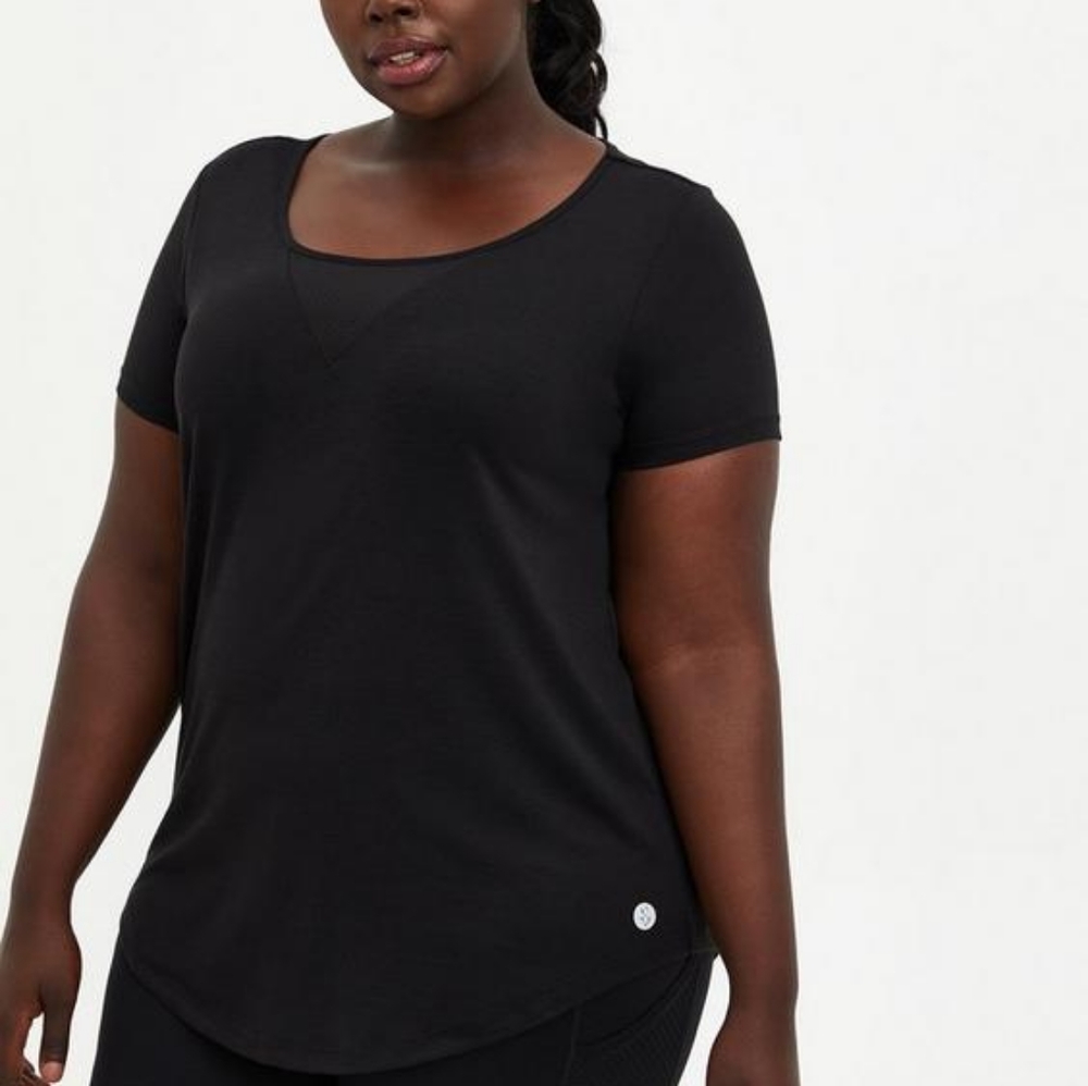 Torrid Black Mesh Front Wicking Active Tee